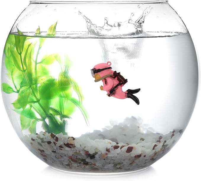 Diver Aquarium Decorations, Floating Diver Fish Tank Decorations, Floating Cartoon Diver Decor, Fun Floating Fish Decoration, PVC Diver Decoration, Pink, 1 Set