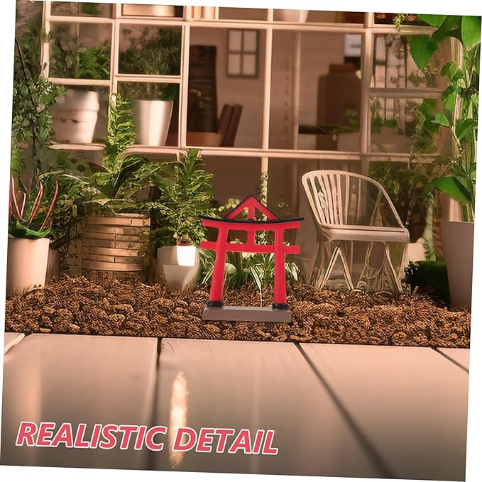 PRETYZOOM Miniature Gate Model Japanese Decor for Home Aquarium 3-inch Outdoor Craft Decoration for Micro Landscape and Sand Table Display