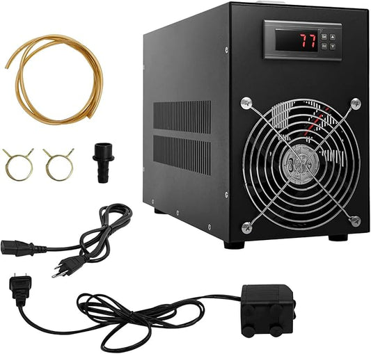 Aquarium Chiller 47Gal 1/10HP Fish Tank Chiller Water Chiller for Aquarium with Compressor Refrigeration (60L/15.85Gal)