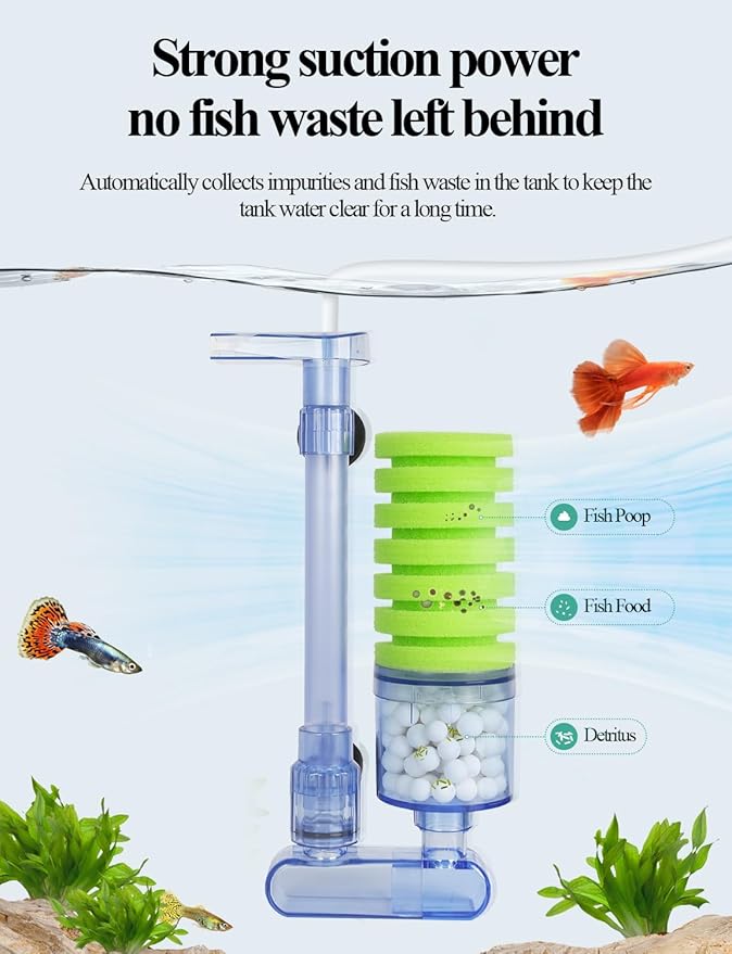 UPETTOOLS 10-40 Gla Aquarium Sponge Filter Ultra Quiet Aquarium Air Pump Bio Sponge Small Fish Tank Foam Filter Comes with 2 Sponges 2of Bio Ceramic Media Balls