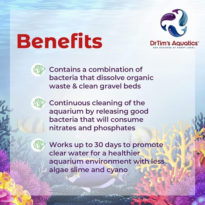 DrTim’s Aquatics Reef Safe Waste-Away Time Release Gel – Natural Fish Tank & Aquarium Leave-in Gel Waste Management Solution for Dissolving & Cleaning Organic Sludge & Waste - 2 Pack - Treats 100 gal