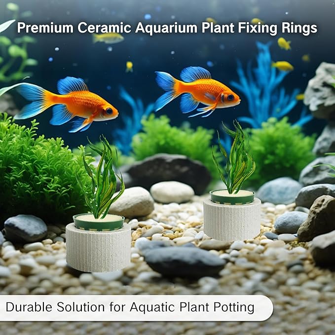 2 Pack Aquarium Plant Weights Ceramic Fish Tank Plant Holder Ideal for Live Plants Anti Floating Aquatic Plant Ring Anchors Keep Plants in Place Aquarium Decoration Accessories