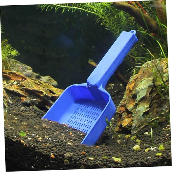 GANAZONO Water Leakage Sand Shovel for Fish Tank Blue Aquatic for Sifting and Waste Removal for Aquarium Maintenance and Landscaping
