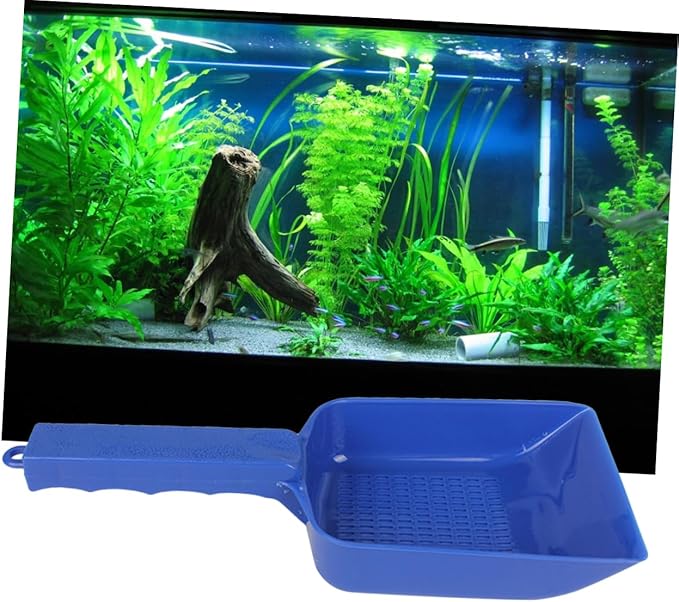 GANAZONO Water Leakage Sand Shovel for Fish Tank Blue Aquatic for Sifting and Waste Removal for Aquarium Maintenance and Landscaping