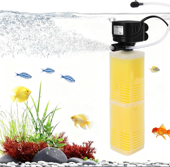 Fish Tank Pump And Filtration System 40-150 Gallon water Tank Fish Tank Filter With Wave Generator Oxygenation Circulation, 320 Gph 4-In-1 Water Tank Power Filter, Multi Stage Filtration 110 V 60 Hz