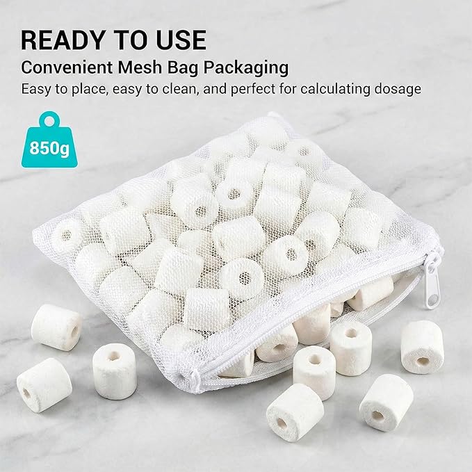 Sukh 6 Bags Ceramic Rings for Aquarium Filter - 850g Bio Ceramic Media Balls Replacement Biological Material Remover for Aquarium,Fish Tank,Pond,Canister Filter with 6 Mesh Bags