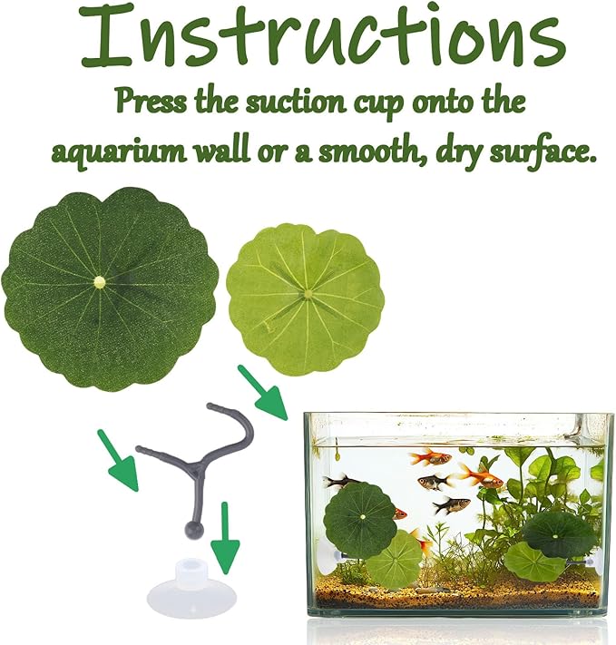 6 Pcs Betta Leaf Hammock with Suction Cups, Realistic Plastic Lotus Leaf Pad Natural Habitat Fish Tank Accessories Decor Aquarium Plants for Betta Bed Fish Breeding Resting Spawning Ground