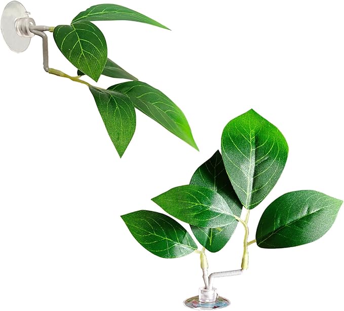 Fish Leaf Pad Fish Tank Accessories Aquarium Décor Simulating 2 pcs Adjustable Plastic Plants Betta Natural Habitat Playing Spawn Breed Rest Bed with Suction Cup Multi Leaf Design (2)