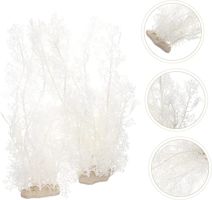 FAVOMOTO 2Pcs Aquarium Grass Artificial Fish Tank Plants Fish Tank Decorations Aquarium Decor White Realistic Lifelike Embellishment