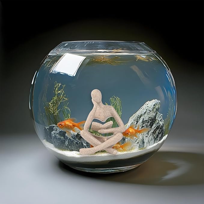 Fish Aquarium Decor Ornaments Minimalist Resin Sandstone Thinker Statue Fish Tank Decorations Small Accessories Abstract Home Decor Fish Toy for Betta Cichlid Goldfish Shrimps Hermit Crabs Turtle