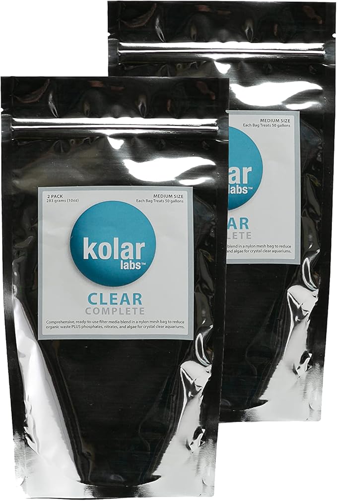 Kolar Labs Clear Complete – Comprehensive, Fast-Acting, Pre-Rinsed, Organic Waste Removal Plus Nitrate and Phosphate Reduction Filter, Medium 2 Packets