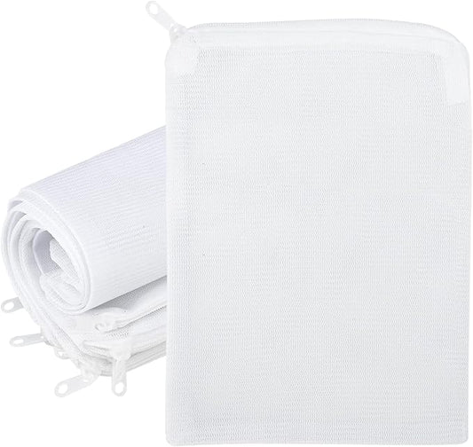 Segarty Filter Media Bags, 10 Pack 0.5mm Fine Mesh 7.7 x 6 Inch White Reusable Nylon Aquarium Net Bags with Plastic Zipper for Activated Carbon, Ceramic Rings, Bio Balls, Charcoal, Fish Tank