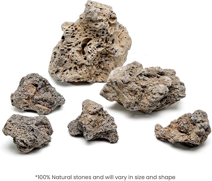 SubstrateSource Natural Stone for Aquarium, Terrarium, Paludarium, Reptile Enclosures - Set of Decorative Rocks for Landcapes, Aquascaping, Fish Tank Decor (Icelandic Lava Rock, 21 Pounds, 3-8")