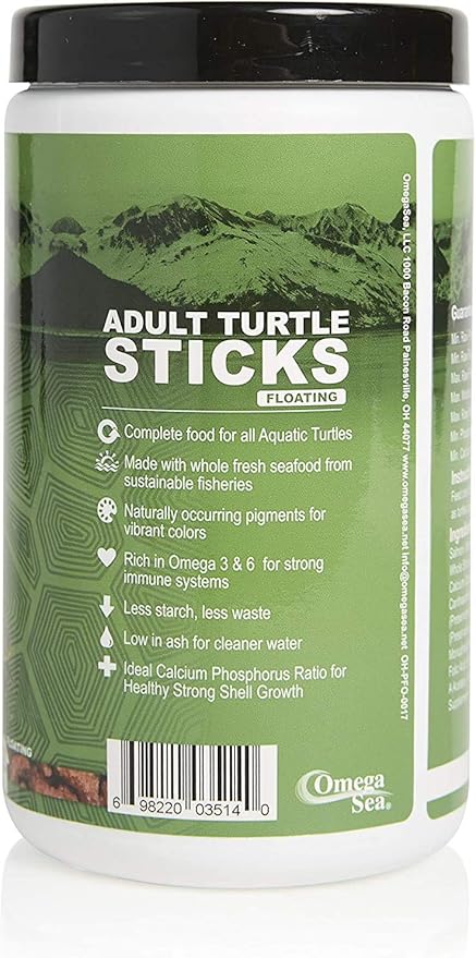 Omega One 3 Pack of Natural Protein Formula Adult Turtle Sticks, 12.5 Ounces Each