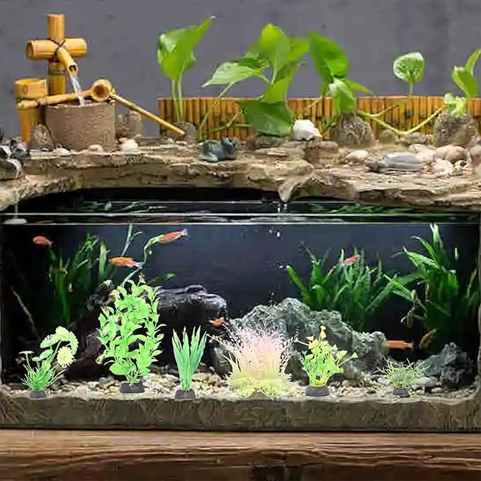6 Pink Fish Tank Decoration Plants Aquarium Decoration Plants Colored Fish Tank Accessories for Plants