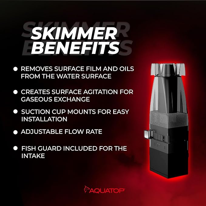 Aquatop Aquarium Surface Skimmer – 65 GPH Flow Rate – Efficient Waste Removal – Ideal for Tanks Up to 100 Gallons – Ideal for Freshwater & Saltwater Compatible