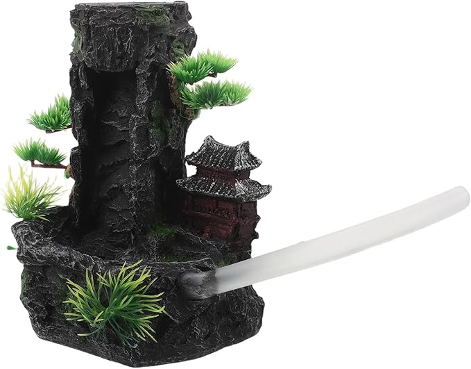 Milisten Small Resin Aquarium Rock Mountain Waterfall Ornament with Flowing Sand Effect, Fish Tank Decoration for Oxygenation and Hiding, Eco-Friendly Landscape Ornament for Freshwater