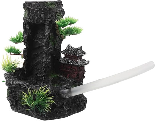 Milisten Small Resin Aquarium Rock Mountain Waterfall Ornament with Flowing Sand Effect, Fish Tank Decoration for Oxygenation and Hiding, Eco-Friendly Landscape Ornament for Freshwater