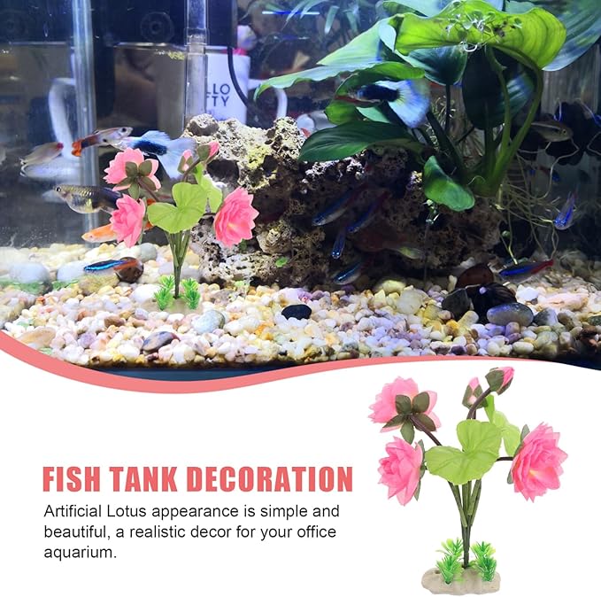 Milisten Artificial Lotus Flower Decoration for Fish Tank Realistic Faux Water Lily Ornament for Aquariums Elegant Aquarium Plant Accessory for Home and Office Decor