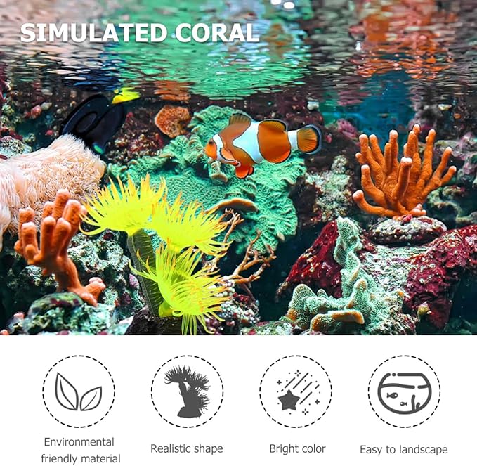 POPETPOP Artificial Coral Ornament for Aquarium Fish Tank Decor Simulated Resin Coral Safe Non-Toxic Aquarium Accessory 3.15X1.97X3.15 Inches