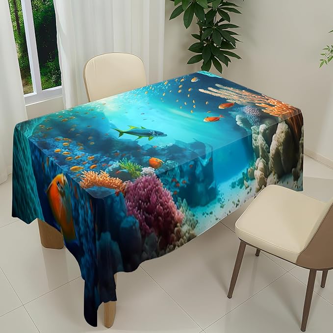 Renaiss 5x4ft Under The Sea Backdrop Fabric Ocean Underwater World Little Mermaid Tropical Fish Aquarium Photo Background Birthday Party Decorations Newborn Baby Shower Party Photo Prop