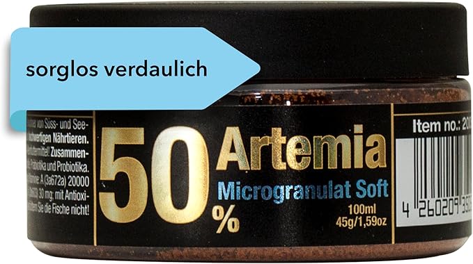 Discusfood Fish Food BRINE Shrimp 50% Artemia/Brine Shrimp Microgranulate 45g for Fish - Sold in U.S.A.