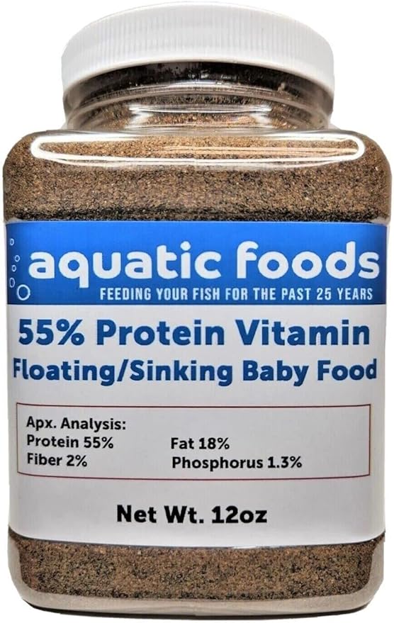 55% Protein Vitamin Rich Floating/Sinking Fry & Community Tropical Fish Food...12oz Small Jar