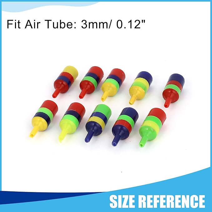 Aquarium Air Stone, Striped Airstone Diffuser for Aquarium Fish Tank, 0.6 x 1.7inch (Multicolor 10Pcs)