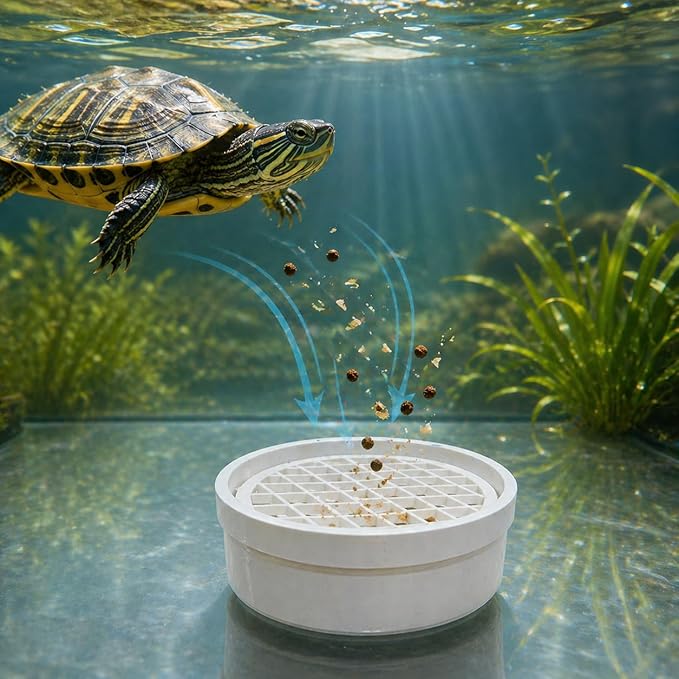 Turtle Poop Collector & Feces Catcher - Passive Underwater Waste Trap for Aquarium - Easy-Clean Reptile Tank Filter for Turtles - No Electricity Needed, Silent Operation (Large)