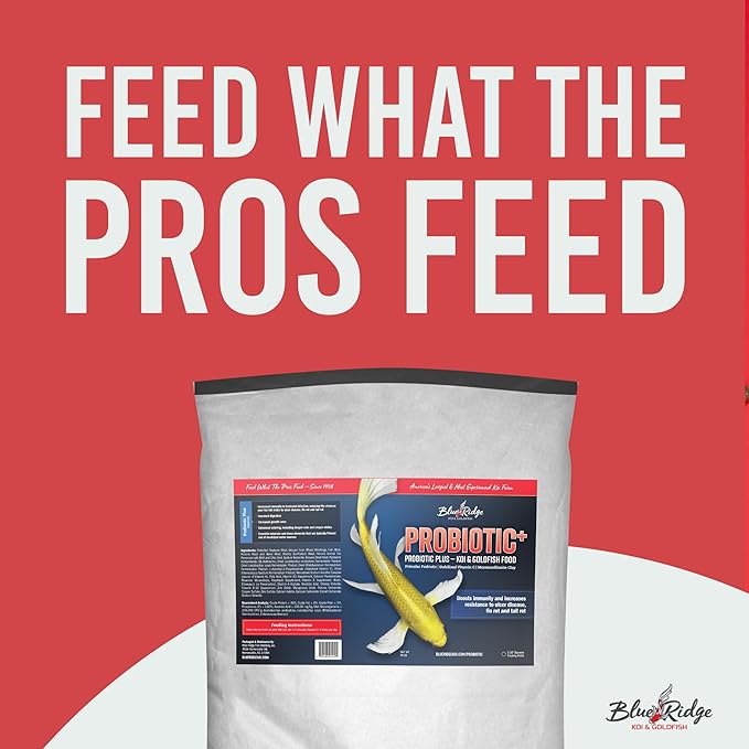 Blue Ridge Fish Food 25lb, Probiotic Plus 3/16" Floating Pellet, Koi Goldfish Food