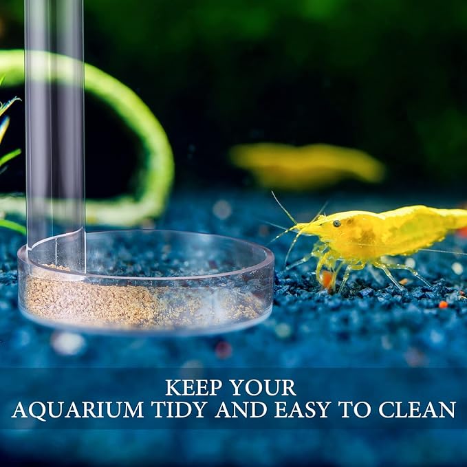 Potchen 12 Pieces Shrimp Feeder Set 4 Acrylic Tubes & 8 Dishes, Clear Crystal Glass Bowl, Fish Tank Feeding Supplies for Shrimp & Betta, 2 Sizes