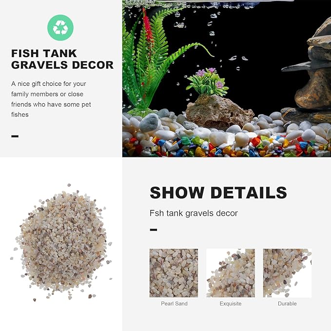Aquarium Gravel Fish Tank Rocks Natural Polished 1kg Black and White Mini Gravel for Freshwater Plants and Decorative Aquarium Sand