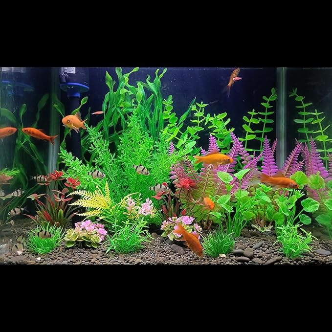 Artificial Aquarium Plants,18 Pcs Fish Tank Plants Decorations Aquarium Grass Decor Plastic Plants,Betta Fish Tank Accessories,Small to Large,Tc1803