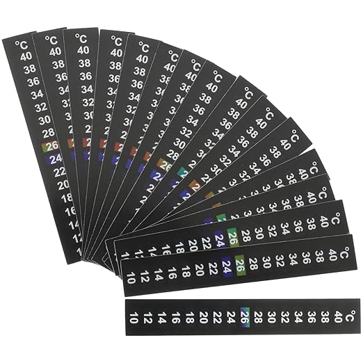 FRCOLOR Stick on Thermometer Strip for Aquarium Fish Tank 5.11X0.70In Digital Temperature Indicator Adhesive Celsius Water Thermometer 20 Pack