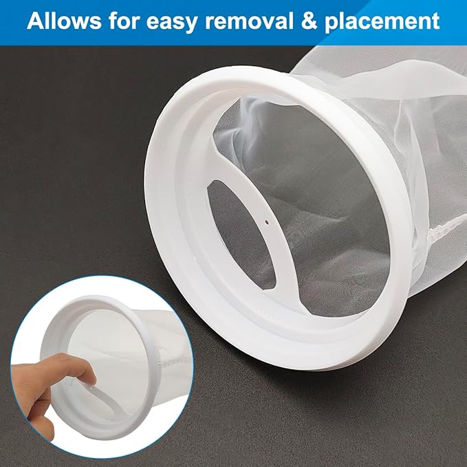 4 Pack 4 Inch Aquarium Filter Bags, Nylon Mesh Filter Socks, 100 Micron Felt Filtration, 4 Inch Ring by 10 Inch Long