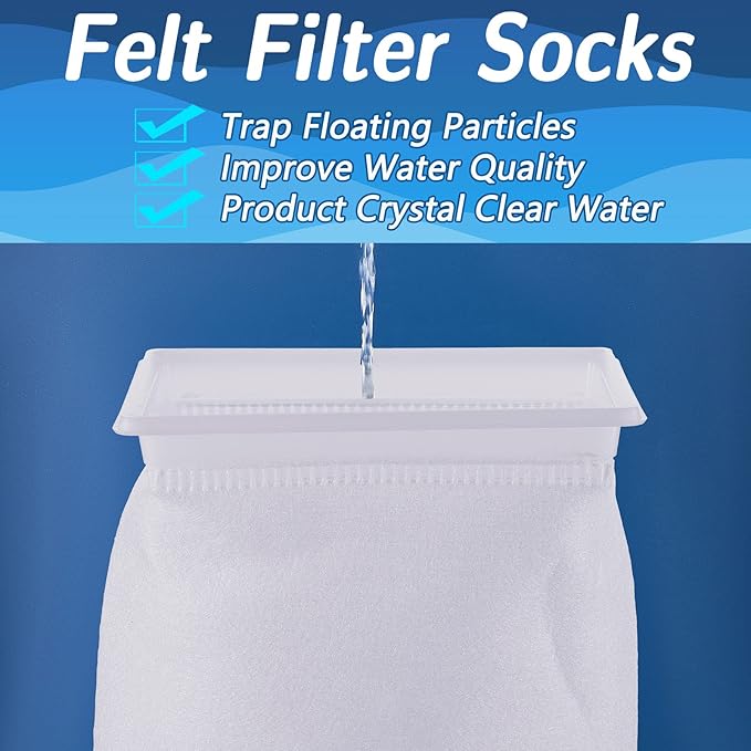 Tranqun 4 Pack Rectangle Filter Sock 200 μm 7 x 4.5 Inch Aquarium Filter Bags Aquarium Filter Accessories for Fish Tank Freshwater Saltwater Aquariums