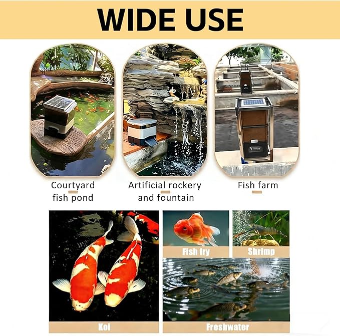 Automatic Fish Feeder for Pond 4l/10l Large Capacity,Automatic Pond Fish Food Dispenser Vacation Timer Pond Fish Feeder Adjustable Food Dispenser Moisture-Proof Outdoor Koi Feeding(Silver,10L)