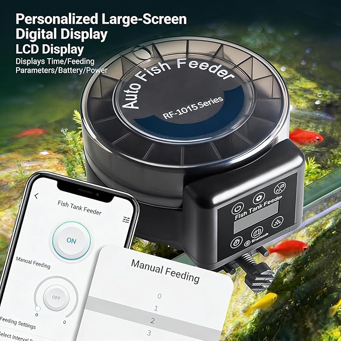 Automatic Fish Feeder for Aquariums with 15 Compartments Portion Control and Auto Programming for Fish F
