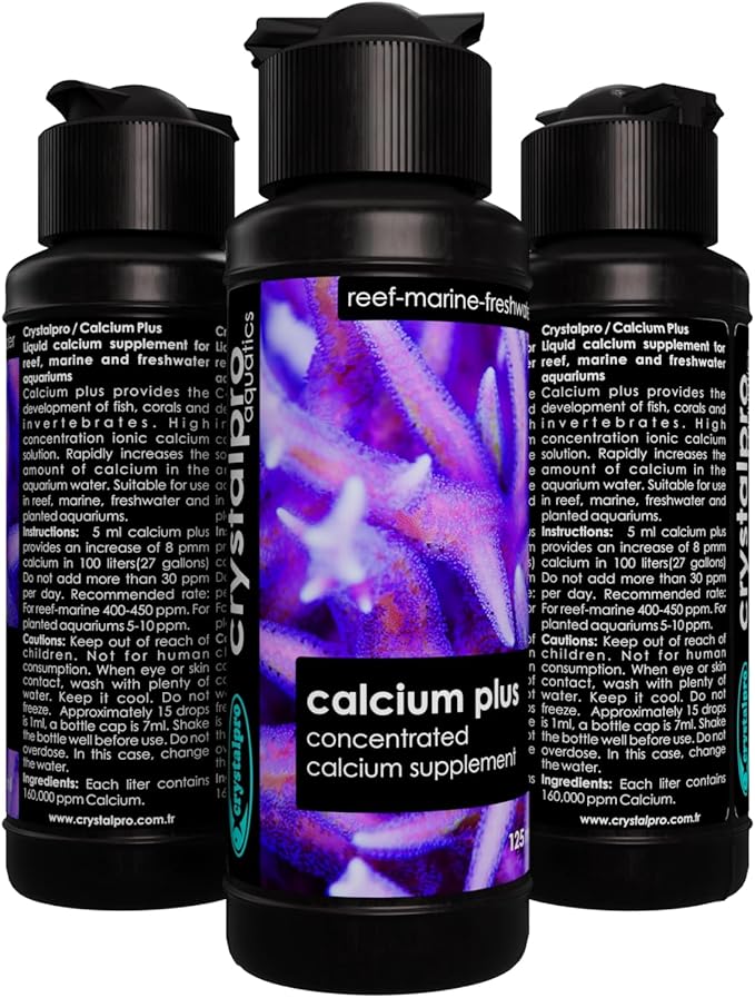 Crystalpro Calcium Plus - Highly Concentrated Liquid Calcium for Marine, Reef Aquariums and Freshwater Snails - Contains 160.000 ppm Calcium (4.22 Fl Oz)