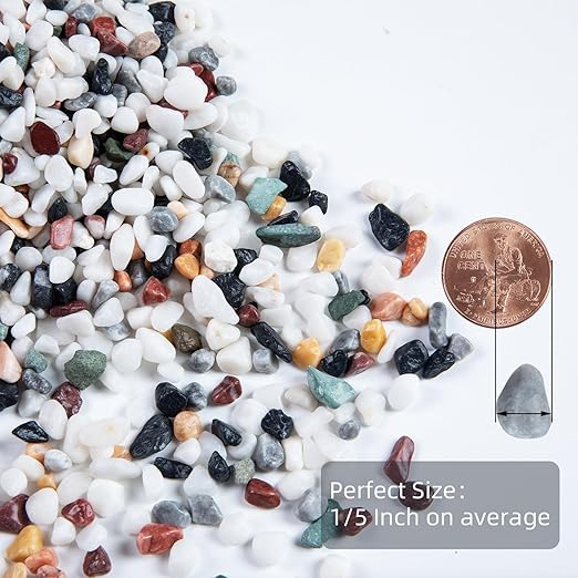 5lb Pea Silica Gravel Decorative Rocks, No Wax Pebbles Ideal for Fish Tank, Vases, Succulents, Home Decor and Garden Landscaping, Countryside Silica Gravel