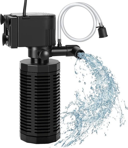 Aquarium Internal Filter for 30~100 Gallons - Ultra-Quiet Fish Tank Filters 400GPH Submersible Power Pump Filter with Biochemical Filtration Air Supply Water Clean (18W Filter)