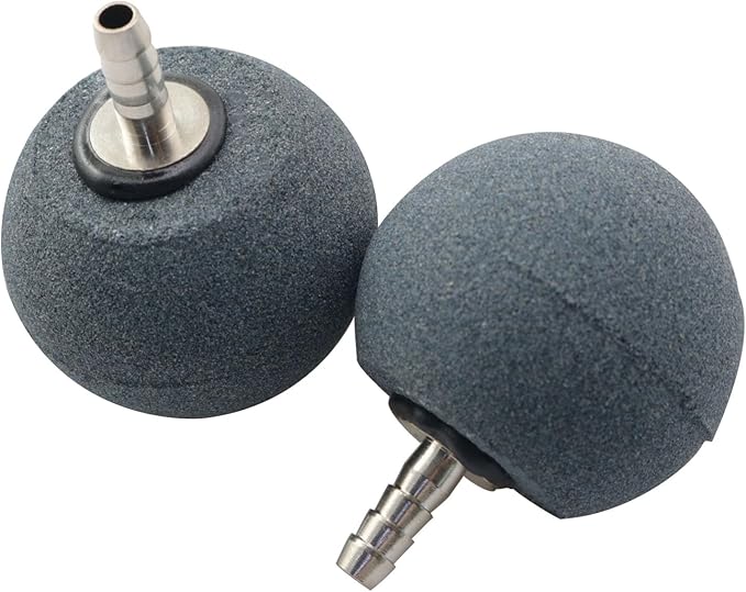 2PCS Aquarium Air Stone Spherical Metal Connector 4x5CM Hydroponic System Bubble Stone Oxygenator for Turtle Tanks Small Eco Tanks or Aquarium Landscaping