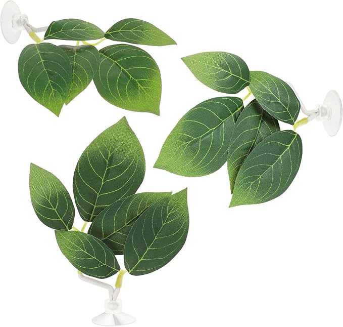 Hariendny 3 Pcs Fish Tank Accessories Betta Fish Leaf Pad Aquarium Décor Simulating The Natural Habitat for Betta Spawning Grounds Resting Bed with Plastic Suction Cup