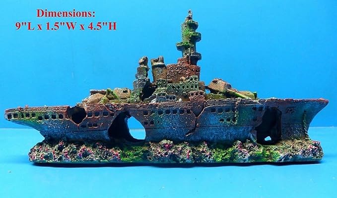 zoele Resin Damaged Navy War Boat Mini Ship Battleship Wreck Fish Tank Landscape Ornament Cave Aquarium Decoration Decor