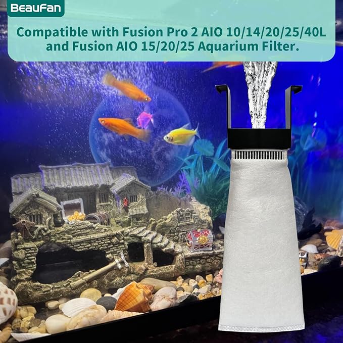 Set of 6 200 Micron Filter Bag Fit for Innovative Marine Fusion Pro 2 AIO 10/14/20/25/40L and Fusion AIO 15/20/25 Desktop Aquarium