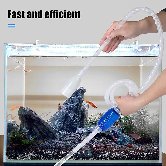 Aquarium Siphon, Fish Tank Cleaner, Aquarium Vacuum, Hand Siphon Hose to Remove and Change Water or Sand in Minutes, Gravel Pump Vacuum for Fish Tank Cleaning Tools