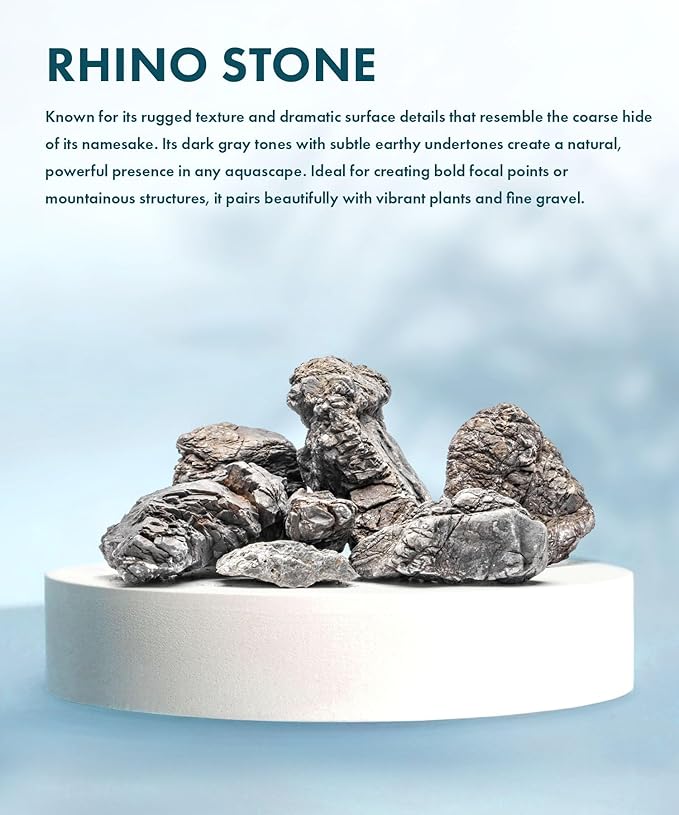 SubstrateSource Natural Aquarium Stones - Neutral Gray with Cream & Brown Accents, Weathered Layered Aquascaping Rocks for Canyon Builds, Betta Fish Tank, Cichlids & Reptile Enclosure - Rhino, 20 LB