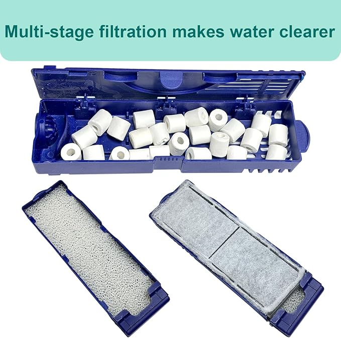 9 Pack Aquarium Filter Media Kit Compatible with Fluval U2 Underwater Filter, Freshwater and Saltwater Aquarium Filter, Includes 4 Foam Pads, 4 Poly Carbon Cartridges and 1 Ceramic Ring