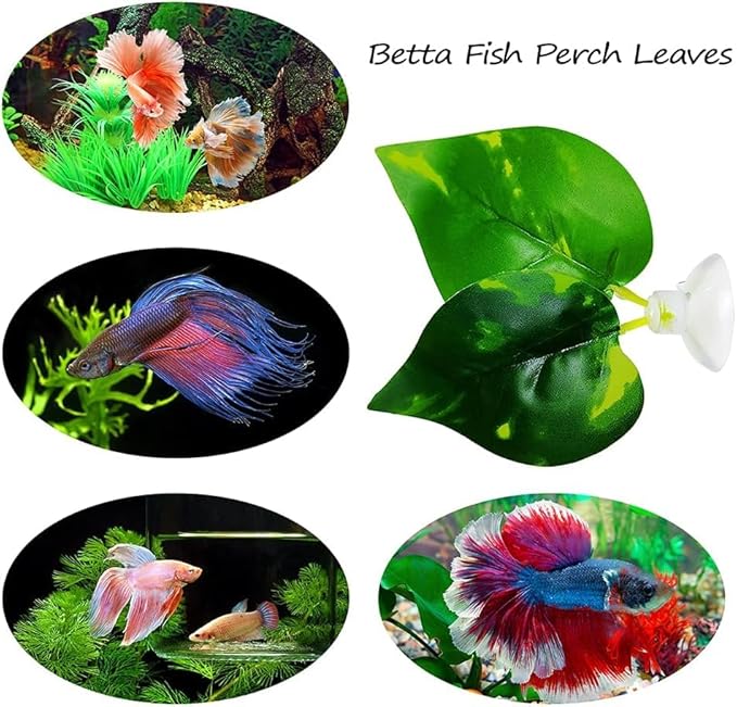 Betta Leaf Hammock Silicone Peace Plant Accessories, Beta Fish Leaf Rest Pad Bed, Beta Tank Decorations (1-Pack)