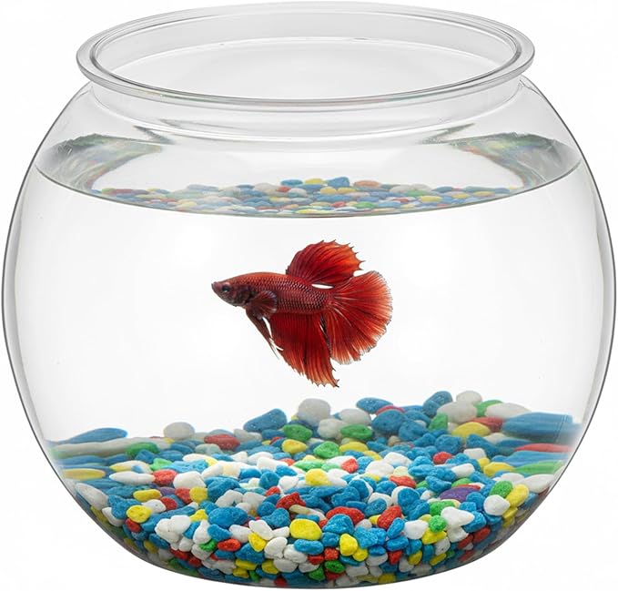 1 Gallon Plastic Fish Bowl, Shatterproof Clear Round Goldfish Betta Tank, Small Bubble Bowl Vase for Centerpiece, Candy Jar, Carnival Game & Party Drink Container